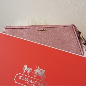 Coach Glitter Zipper Wristlet/Wallet PINK (NEW)